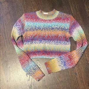 Multicolor Knit Cropped  Women's Sweater